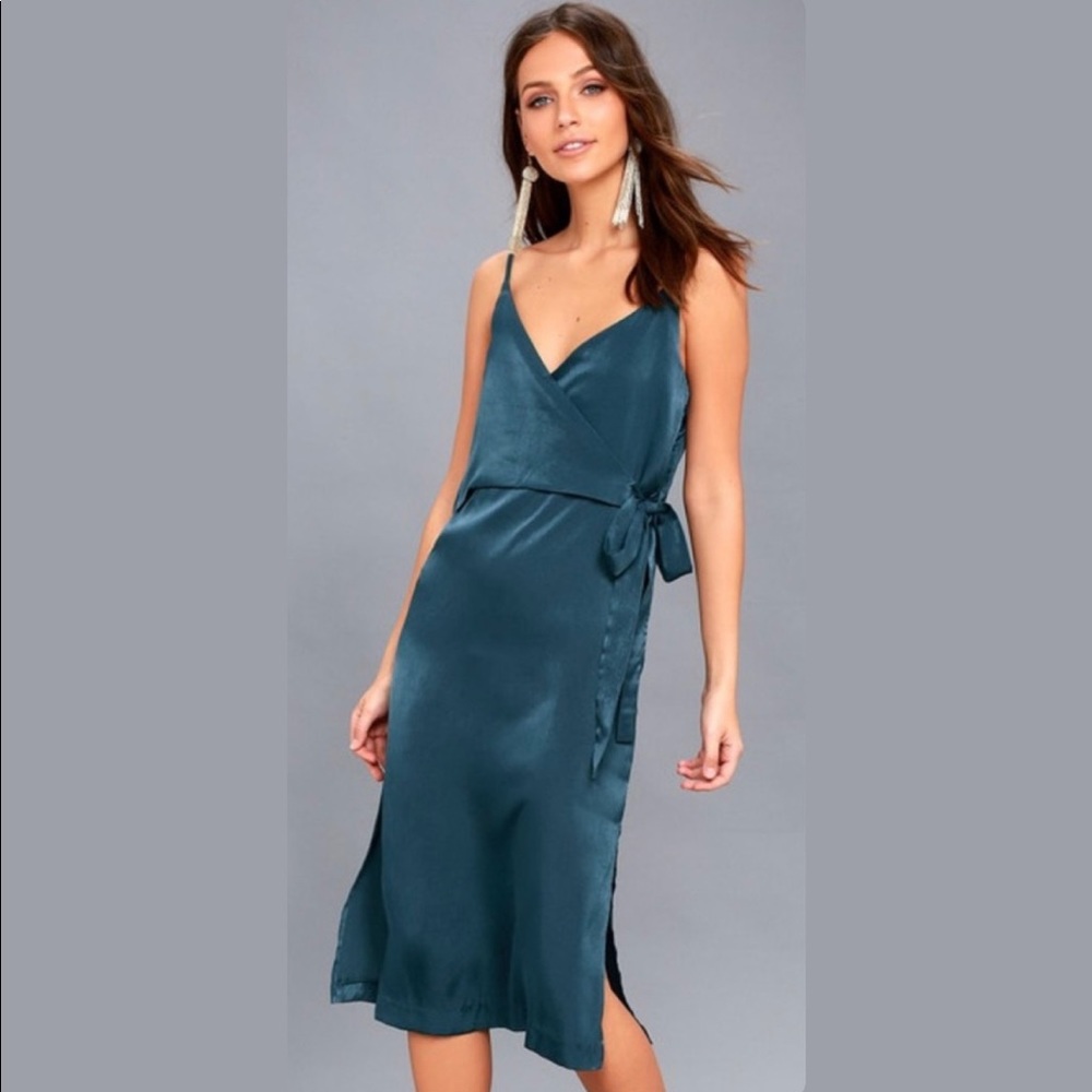 EVIDNT Wrap Top Dress Navy | Size L